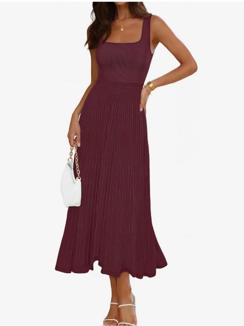 Merokeety Sleeveless Maxi Dress in Deep Burgundy